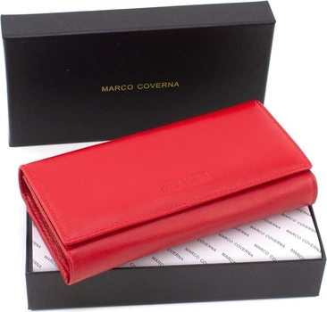 Женский кошелек из натуральной кожи на два отделения 18,5х9 Marco Coverna MA246-Red(17180) красный