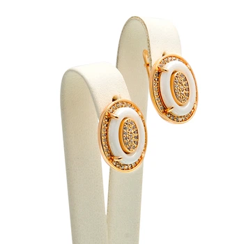 Серьги Xuping Jewelry "Овал с вставкой" позолота (055022)