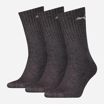 Набір жіночих шкарпеток високих бавовняних Puma Crew Sock 88035504 35-38 3 пари Antracite (8713537320115)