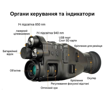 Монокуляр нічного бачення ПНБ до 400 метрів з WIFI, відео/фото записом та кріпленням на приціл Henbaker CY789 (100916)