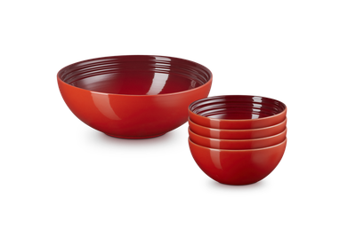 Сервировочный набор для салата из 5 предметов Le Creuset Cerise (le_set_cerise_red)