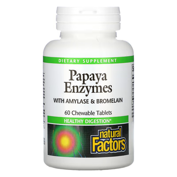 Травні ферменти папайї Natural Factors (Papaya Enzymes) 60 жувальних таблеток NFS01748