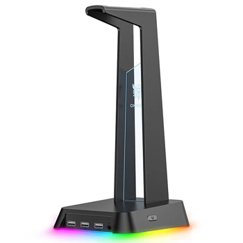 Подставка держатель для игровых наушников гарнитуры Onikuma RGB Gaming ST2 |3USB, AUX| Black