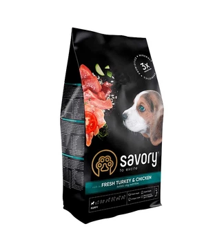Сухой корм Savory Dog Puppy rich in Fresh Turkey and Chicken для щенков с индейкой и курицей 1 кг (30280)