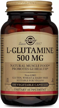 Амінокислота Solgar L-глутамін (L-Glutamine) 500 мг 100 капсул SOL01321