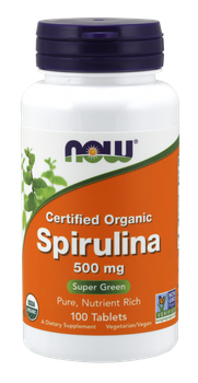 Харчова добавка NOW Foods Спіруліна органічна 500 мг 100 таблеток NOW02696