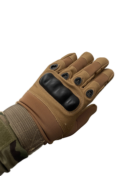 Тактические перчатки с пальцами и накладками Койот L