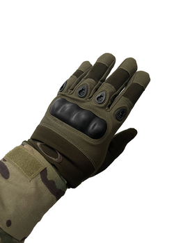 Тактичні рукавиці з пальцями та накладками Олива XL
