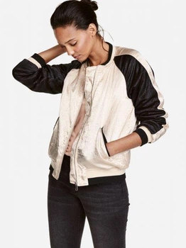 Бомбер H&M 0421657001 чорн.встав 36 Бежевий