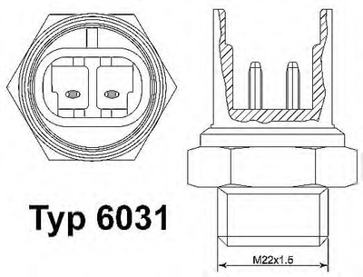 Датчик включения вентилятора ASTRA/VECTRA A,B/OMEGA A,B 1.0-3.0 86-03 (100°C-95°C) WAHLER (6031100D)