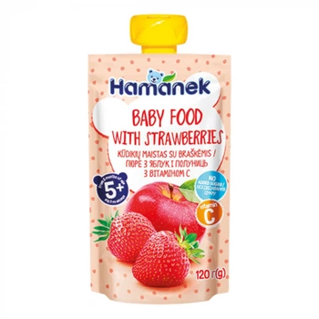 Детское пюре Hamanek Яблоко Клубника, 120 г (8595139780456)
