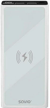 УМБ Savio 20W 10000 mAh Wireless charger 15W White (BA-06)