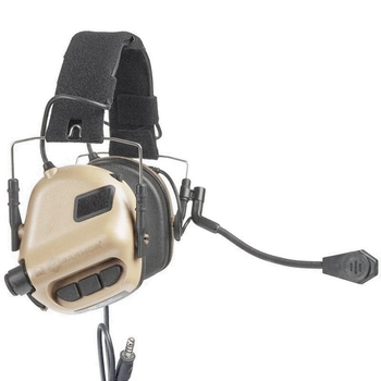 Активные наушники тактические с микрофоном гарнитурой Earmor M32 Coyote TAN (15022)