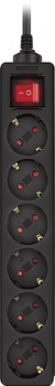 Сетевой фильтр-удлинитель Real-El RS-6 Protect M 3 м Black (EL122300034)