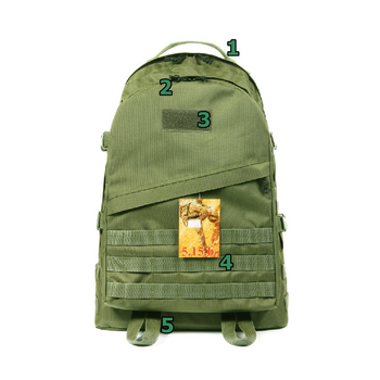 Тактический походный супер-крепкий рюкзак 5.15.b с органайзером 40 литров Олива с поясным ремнем