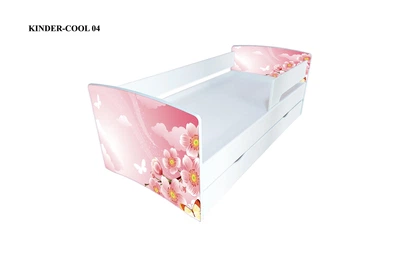 Ліжко дитяче з бортиком, ящиком, без матраца 80х170 Kinder-cool 04 Viorina-Deko ЛДСП/ДСП колір білий з принтом