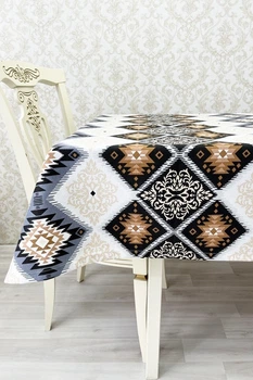 Водоотталкивающая скатерть на стол TouchableLinen 1 шт 150х250 см Принт Орнамент Хлопок с тефлоновым покрытием