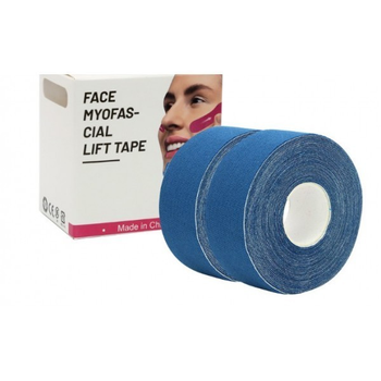 Тейп Кінезіо 2,5 см, кінезіологічна стрічка для обличчя, Kinesiology Tape, 2,5 см, упаковка 2 шт, Темно-Синій