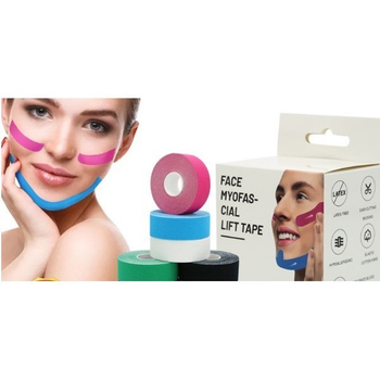 Тейп Кинезио 2,5 см, кинезиологическая лента для лица, Kinesiology Tape, 2,5 см, упаковка 2 шт, Зеленый