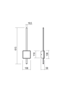 Бра Redo DIAZ AP SQ LED 12+8W IP20 3000K GD (4.1.2) 01-2697