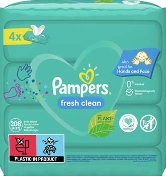 Набір Дитячі вологі серветки Pampers Fresh Clean 4х52 шт (8001841077949)