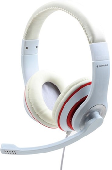 Słuchawki Gembird MHS-03 Biało/Czerwone (MHS-03-WTRD)