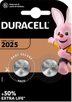 Спецальна літієва батарейка типу «таблетка» Duracell DL2025/CR2025 2 шт (5000394045514)