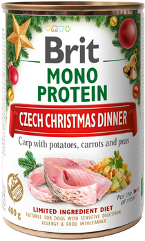 Вологий корм для собак Brit Care Dog різдвяна консерва короп та картопляний салат 400 г (8595602554744)