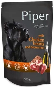Mokra karma dla psów DOLINA NOTECI Piper z drobiowymi sercami i brązowym ryżem - saszetka 500g (5902921300298)