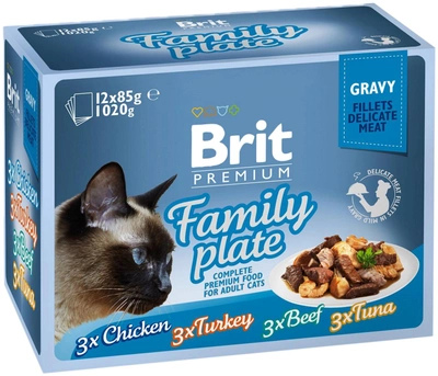 Вологий корм для кішок BRIT Premium Мікс смаків у соусі 12х85г (8595602519422)