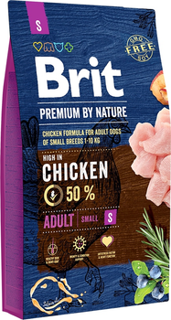 Sucha karma dla dorosłych psów małych ras Brit Premium Adult S o smaku kurczaka 8 kg (8595602526307)