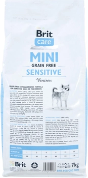Sucha karma bezzbożowa dla dorosłych psów Brit Care Sensitive ras miniaturowych z wrażliwym układem pokarmowym 7 kg (8595602520183)