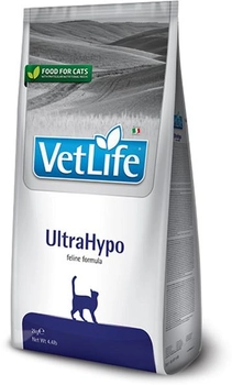 Sucha karma lecznicza dla kotów Farmina Vet Life UltraHypo dieta. odżywianie, przy alergiach pokarmowych, 400 g (8010276022561)