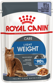 Упаковка вологого корму для дорослих кішок Royal Canin Light Weight Care шматочки в желе 12 шт х по 85 г (9003579311806)