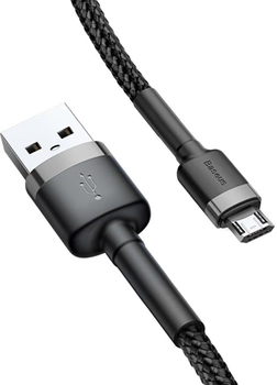 Baseus Cafule Kabel USB do Micro 2.4A 0.5 m Szary/Czarny (CAMKLF-AG1)