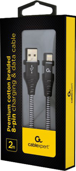 Cablexpert USB do Apple Lightning 2m Czarny (CC-USB2B-AMLM-2M-BW)
