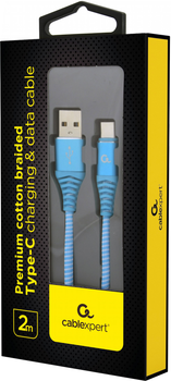 Cablexpert USB do USB Type-C 2m niebiesko-biały (CC-USB2B-AMCM-2M-VW)