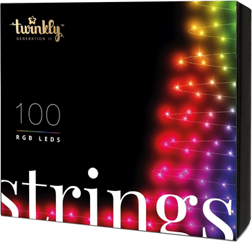 Світлодіодна Smart LED-гірлянда Twinkly Strings RGB 100, BT + Wi-Fi, Gen II, IP44 кабель чорний (TWS100STP-BEU)