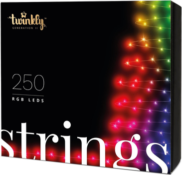 Світлодіодна Smart LED-гірлянда Twinkly Strings RGB 250, BT + Wi-Fi, Gen II, IP44 кабель чорний (TWS250STP-BEU)