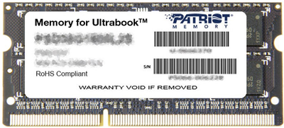 Оперативна пам'ять Patriot SODIMM DDR3-1600 8192MB PC3-12800 (PSD38G1600L2S)
