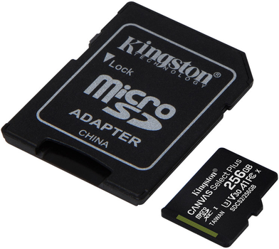 Kingston microSDXC 256 GB Canvas Select Plus Class 10 UHS-I U3 V30 A1 + adapter SD (SDCS2/256 GB)