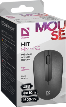 Mysz Defender Hit MM-495 Bezprzewodowa czarna (52495)
