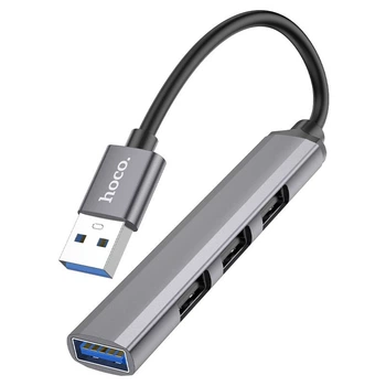 Адаптер перехідник USB-Хаб Hoco HB26 4 in 1 (Type-C to 1хUSB3.0 + 3хUSB2.0) dark grey