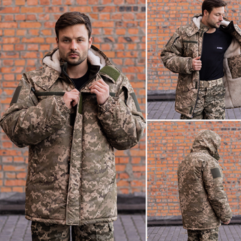 Куртка-бушлат военная мужская тактическая микро рип-стоп плащевка на меху ВСУ (ЗСУ) Пиксель 8901 52 размер