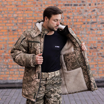 Куртка-бушлат военная мужская тактическая микро рип-стоп плащевка на меху ВСУ (ЗСУ) Пиксель 8901 52 размер