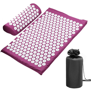 Коврик ортопедический массажный Фиолетовый Acupressure mat с подушкой Ипликатор Кузнецова