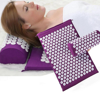 Ортопедичний масажний килимок для голка Acupressure mat з подушкою Фіолетовий +чохол