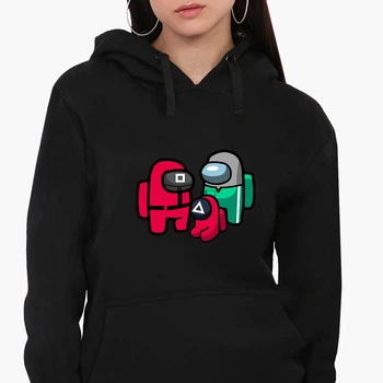Худи женский Амонг Ас и Игра в кальмара (Among Us and Squid Game) (8921-3380-2) Черный M
