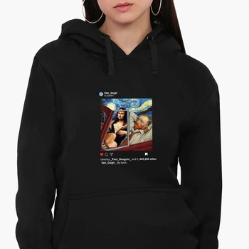 Худи женский Инстаграм Ван Гог и Джоконда (Instagram van Gogh and La Gioconda) (8921-2952-1) Черный S