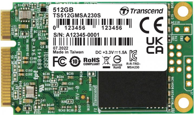 Накопичувач SSD Transcend mSATA 512GB (TS512GMSA230S)
